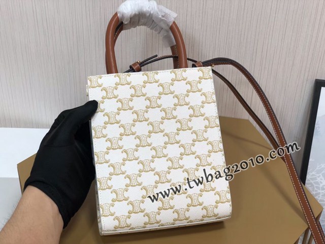 Celine專櫃2023春夏新色MiNi號豎款手袋 賽琳CABAS TRIOMPHE帆布迷你手提托特包 sldj2361